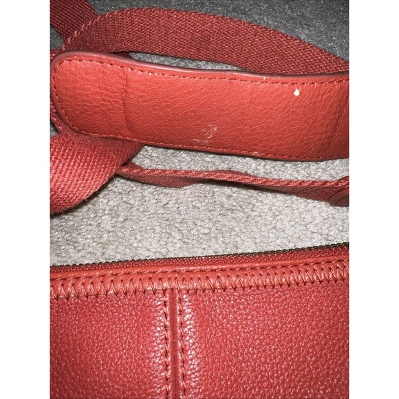 The Sak Lucia Leather Crossbody Bag 11x11 Adjustable Strap Coral - Picture 4 of 6